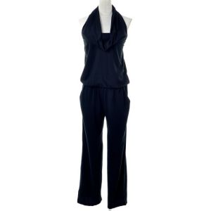 Black Summer Women Jumpsuits And Rompers , Adults Trousers / Pants