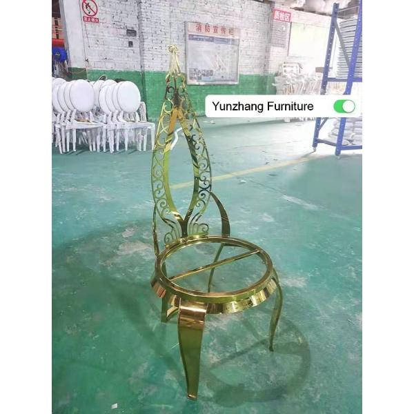 Gold Stainless Steel Commercial Wedding Banquet Chair Leather Velvet
