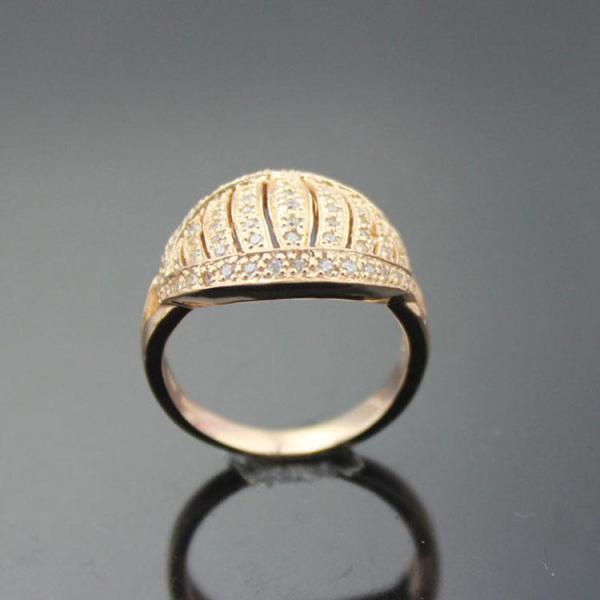 18K Rose Gold Plated 925 Silver Ring Pave Cubic Zirconia (FR0148)