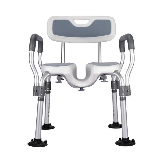 Buy Senior Friendly Bathroom Chair For Shower Adjustable Height Aluminium Bath Chair With Backrest at wholesale prices
