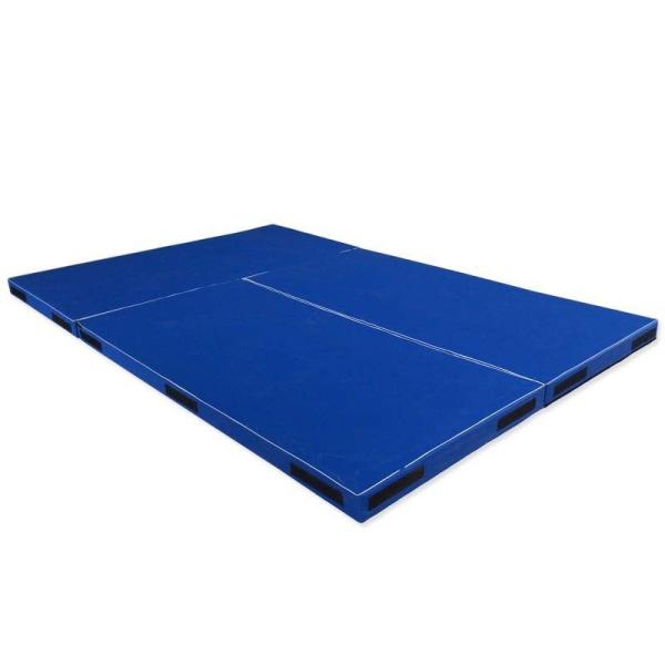 Washable Material Gymnastics Soft Mat 600x200x10cm With Diverg. Demarcation Lines, Blue