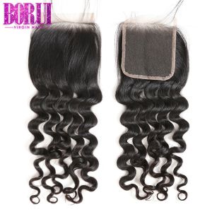 China HD Brazilian Human Hair Lace Closure Loose Wave Environmentally Friendly on sale