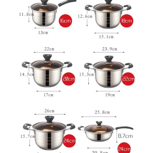 The New Listing 12 PCS Stainless Steel Cooking Set Pots And Pans Cookware Sets Cooking Soup Pots Set