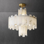Iron Scagliola High End Pendant Lights With Marble Lampshade