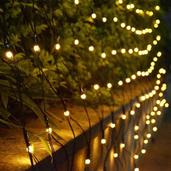 Warm White Solar Icicle Lights 10m Length Outdoor 250MA 300 LED