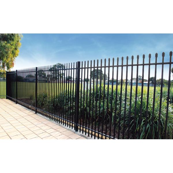 Stain Green Powder Hercules Q235 Steel Fencing Panels Falt Top Design