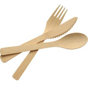 170mm Bamboo Cutlery Set Disposable Utensils Set Biodegradable Wrapped Cutlery