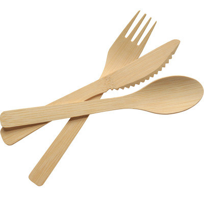170mm Bamboo Cutlery Set Disposable Utensils Set Biodegradable Wrapped Cutlery