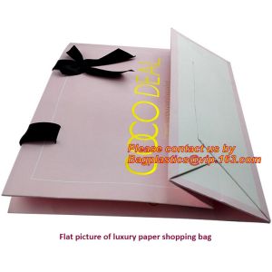 hot selling top quality luxury paper shopping bag carrier paper bag with ribbon