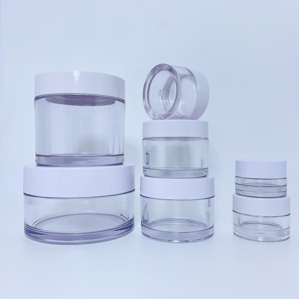 Custom Logo Beauty Cream Double Wall PS/PET/PETG plastic Jar With Screw Cap Seal For acrylic powder