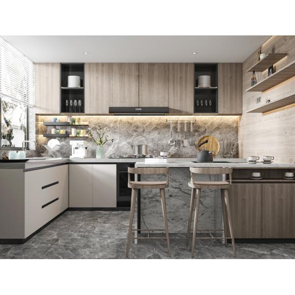 Buy Residence Contemporary Kitchen Cabinet with Glossy Surface Lacquer Door Panel at wholesale prices