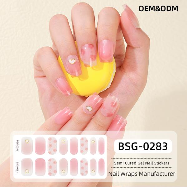 Exclusive design bronzing line flower bow snowflake light transparent Uv Polish Gel Strips Semi Cured Nail Wraps Sticker