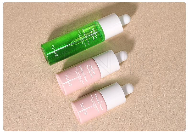Customized logo Luxury Plastic Skincare Packaging 20ml 30ml 60ml 1oz Frosted Flat Face Serum Essential Oil Dropper Black Bottle