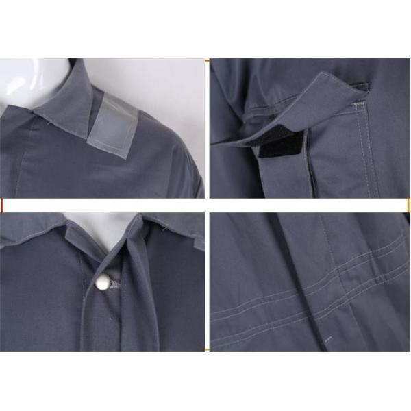 Grey Reflective Industrial Work Uniforms , Lapel Stain Resistant Coverall
