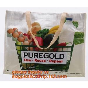 Premium eco wholesale custom print laminated gold metallic polypropylene woven