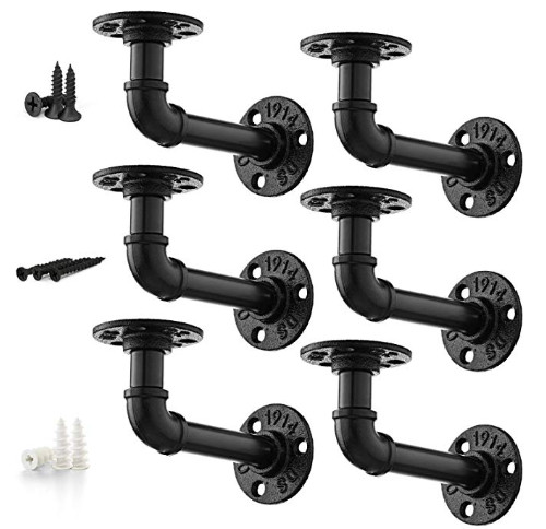 Buy Industrial DIY L Pipe Shelf Bracket Vintage Look Rust Resistant Black Pipe Decor for Wall at wholesale prices