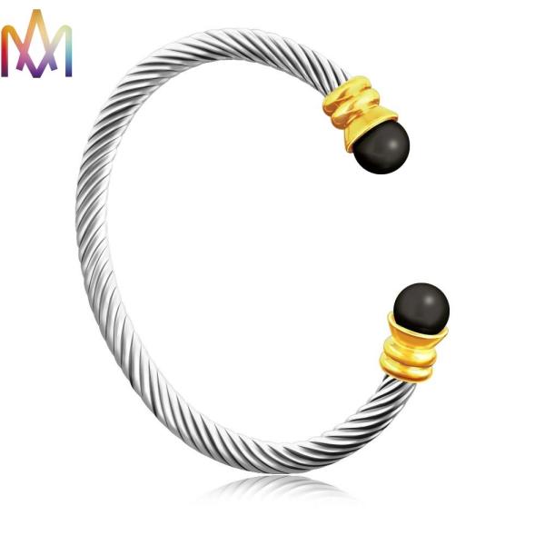 Buy Twisted Cable Inspired Stainless Steel Cuff Bracelets 16g at wholesale prices