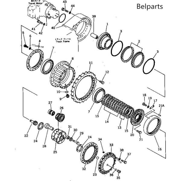 Steel Excavator Final Drive Parts PC300-3 PC400-3 PC400LC-3 208-27-31192 Komatsu Gear Ring