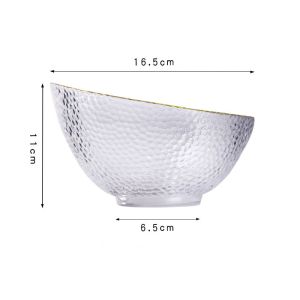 Handmade Bevel Clear Lead Free Glass Bowls With Gold Rim
