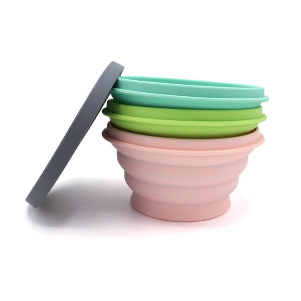 Buy Lightweight 750ML Foldable Collapsible Silicone Bowl With Lid at wholesale prices