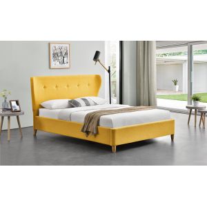 Simple Upholstered Plywood Bed Frame With Ears Headboard Easy Assemble