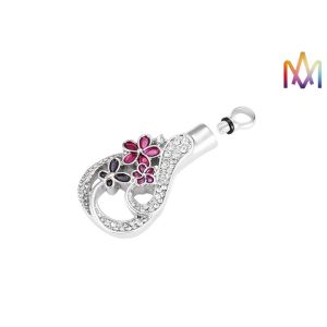 China Copper Material Flower Pattern Cremation Urn Necklace Charms on sale