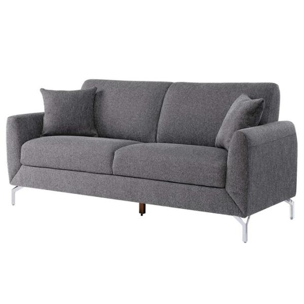3 Piece Sofa set with Pillows, Gray Linen