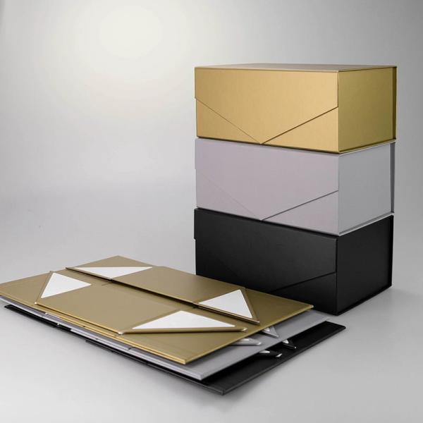 Buy Folding Cardboard Paper Gift Box Gold Magnetic Packaging Box at wholesale prices