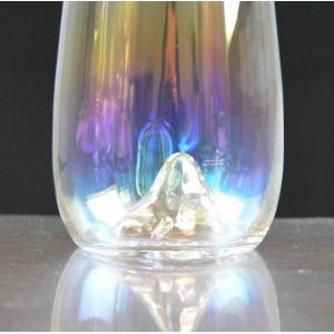 Ice Mountain Bottom Crystal Wine Glass With Ion Plated Irridescent