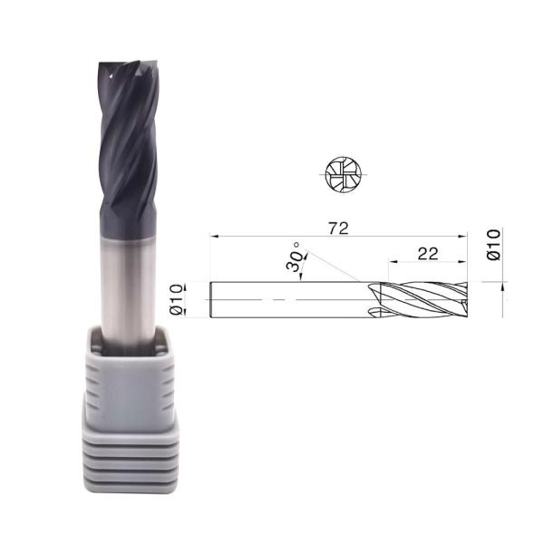 Buy 65HRC 4 Flutes 30 Helix Cemented Carbide Endmill for Harden Steel at wholesale prices