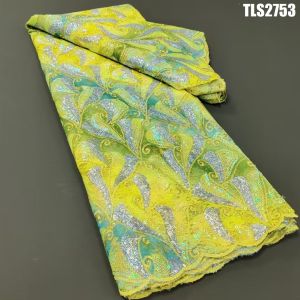 2023 Shiny Sequins Lace for French Embroidery Fabric Wedding Dress Tulle African