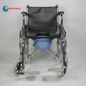 Multifunctional Customization Folding Steel Wheelchair 2 In 1 Commode Chair