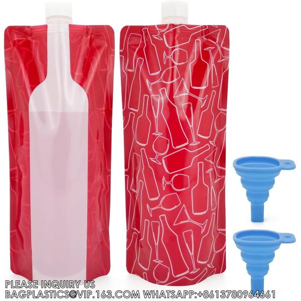 Buy Foldable Wine Bags Travel Wine Bags Wine Pouch With Collapsible Funnel Wine Bottle Bag Flask For Travel,Party at wholesale prices