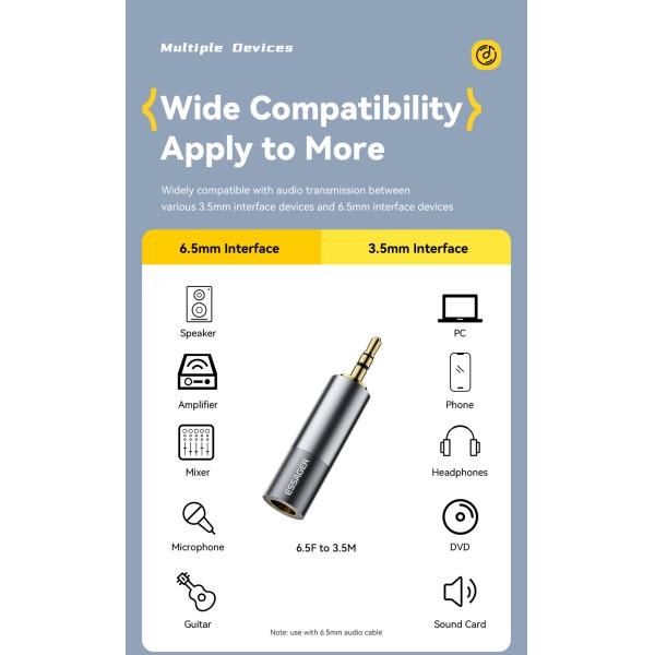 Essager ES-OTG28 3.5mm To 6.5mm Stereo Audio Jack Adapter For Speaker Guitar Amplifer