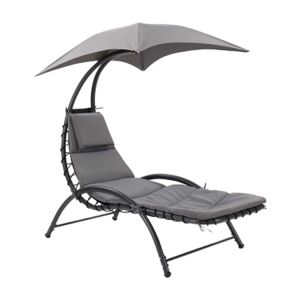 Outdoor Metal Fabric Beach Patio Garden Hammock Swing Chair with Canopy 118*171