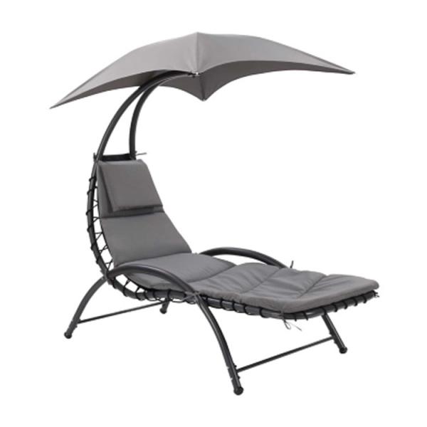 Outdoor Metal Fabric Beach Patio Garden Hammock Swing Chair with Canopy 118*171