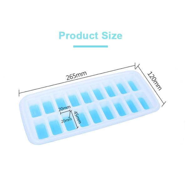 18 Cavity Eco-Friendly Silicone Ice Cube Tray Mold with Removable Lid Durable Material