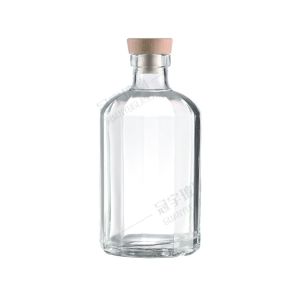China Customized Long Neck Wine Clear Glass Bottle 700ml 750ml with Clear Cork Clear on sale