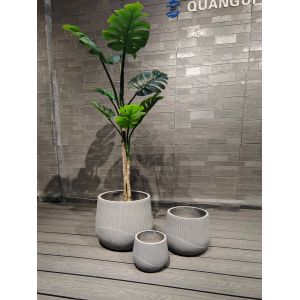 Durable White Fiber Clay Planter with Drainage Holes