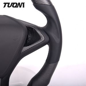 Matte Tesla Model S/X Carbon Fiber Leather Steering Wheel Flat Top Flat Bottom