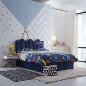 Modern Fashion Style Boy Bedroom Wooden Latest Design Velvet Bed