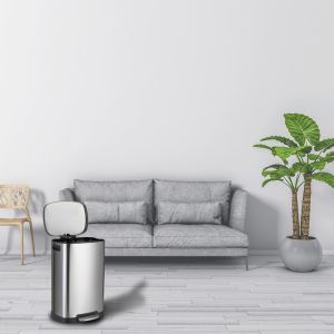 Fingerprint Shield Stainless Steel Step Trash Can For Office