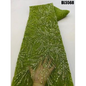 Exquisite handmade beaded lace embroidery lace fabric wedding dress Senegal