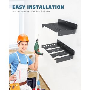 Power Tool Organizer Wall Mount with 5 Drill Hanging Slots and 2 Shelf Cordless