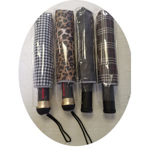 LED Light Handle Pongee Automatic Foldable Umbrella 21"x8k