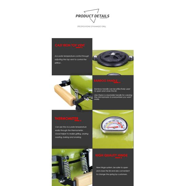 Kimstone 12 Inch Mini Barbecue Kamado Portable Tandoor Clay Oven Charcoal BBQ Grill Table Smoker