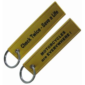 Eyelet Attachment Polyester Woven Keychain Merrow Border 130×30mm