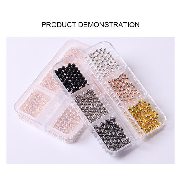 Wholesale 6 Grid Mixed Metal Round Bead nail charms in bulk Small Steel Balls 3d Nail Art Decorations Caviar Bead