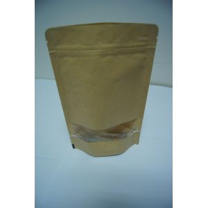 Zipper Printing Customized Paper Bags Silvery Stand Up Kraft Clear Window For