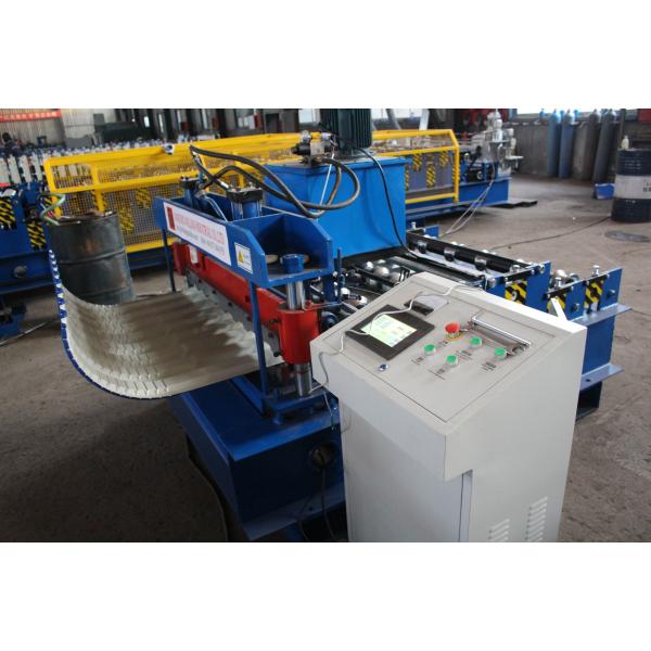 Metal Floor Deck Roll Forming Machine 4Kw PLC Control Automatic Crimping